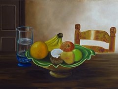 "Coupe de fruits"
Huile sur toile  55cm x 38cm